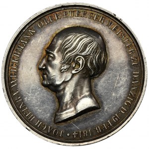 Brandt-Medaille, geprägt anlässlich des 25-jährigen Dienstjubiläums von Joachim Heinrich von Weickhmann als Bürgermeister von Danzig - RARE, SILBER