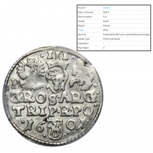 Sigismund III Vasa, Trojak Poznań 1601 - PCGS XF45 - SEHR Selten, mit BOTTOM