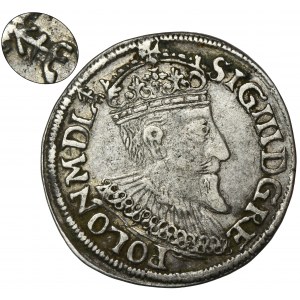 Sigismund III. Vasa, Trojak Olkusz 1595 - DREIBEINIGER Pfeil hinter Krone