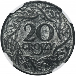 German Occupation, 20 groschen 1923 - NGC MS65 - WZÓR