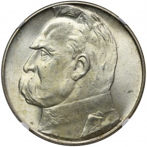 Piłsudski, 10 złotych 1939 - NGC MS65