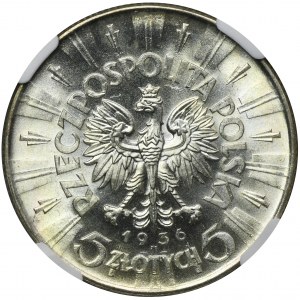 Piłsudski, 5 złotych 1936 - NGC MS65 - PIĘKNE