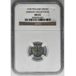 German Occupation, 1 Grosz 1939 - NGC MS65 - WZÓR