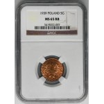 5 pennies 1939 - NGC MS65 RB