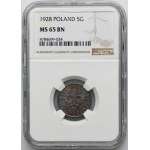 5 groszy 1928 - NGC MS65 BN