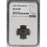 5 Pfennige 1931 - NGC MS65 BN