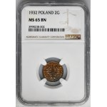 2 Pfennige 1932 - NGC MS65 BN