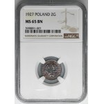 2 Pfennige 1927 - NGC MS65 BN - RARE