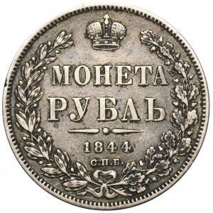 Rosja, Mikołaj I, Rubel Petersburg 1844 СПБ KБ