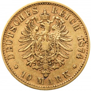 Germany, Kingdom of Prussia, Wilhelm I, 10 Mark Hannover 1874 B