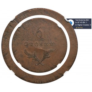 Oblężenie Zamościa, 6 groszy 1813 - NGC XF45 BN - BEZ NAPISÓW - RZADKOŚĆ