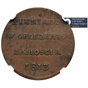 Oblężenie Zamościa, 6 groszy 1813 - NGC XF45 BN - BEZ NAPISÓW - RZADKOŚĆ