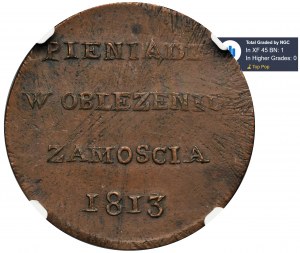 Siege of Zamosc, 6 groschen 1813 - NGC XF45 BN - VERY RARE, without inscription