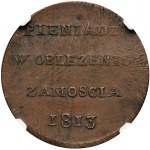 Oblężenie Zamościa, 6 groszy 1813 - NGC XF45 BN - BEZ NAPISÓW - RZADKOŚĆ