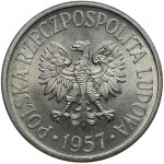PRL, Nationalbank Polens Schachtel mit vier Münzen, darunter 50 Groszy, geprägt 1957