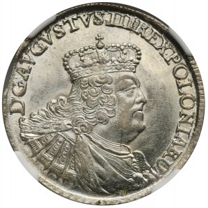 Augustus III of Poland, 18 Groschen Leipzig 1756 EC - NGC MS62 - large date