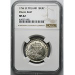 Augustus III of Poland, 18 Groschen Leipzig 1756 EC - NGC MS62 - large date