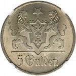 Wolne Miasto Gdańsk, 5 guldenów 1923 - NGC MS65 - ZJAWISKOWE