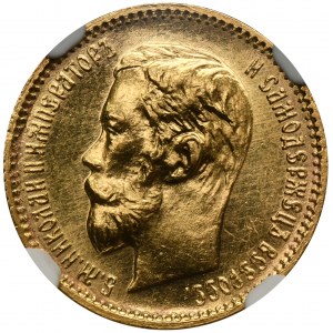 Rosja, Mikołaj II, 5 Rubli Petersburg 1902 AP - NGC MS65+