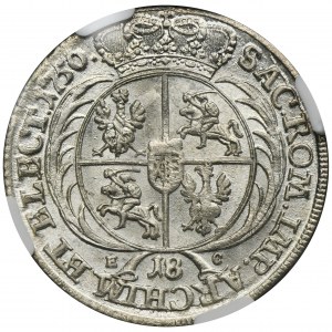 Augustus III of Poland, 1/4 Thaler Leipzig 1756 EC - NGC MS61 - small date