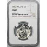 5 złotych 1960 Rybak - NGC MS67 - PIĘKNY