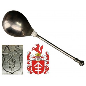 Old Polish spoon with the coat of arms of the magnate Sapieha family