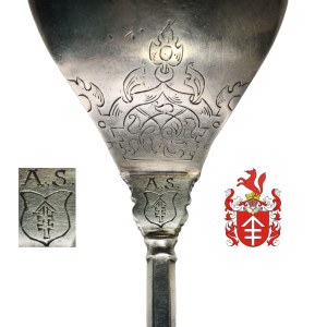 Old Polish spoon with the coat of arms of the magnate Sapieha family