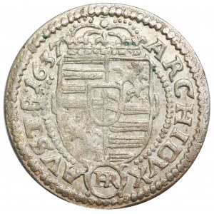 Silesia, Habsburg rule, Ferdinand II, 3 Kreuzer Glatz 1637 HR