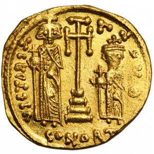 Byzantine Empire, Constans II, with Constantine IV, Heraclius and Tiberius, Solidus