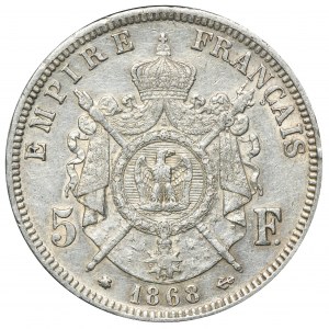Frankreich, Napoleon III, 5 Francs Paris 1868 A