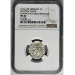 Teutonic Order, Konrad V von Erlichshausen, Schilling no date - NGC MS62 - VERY RARE