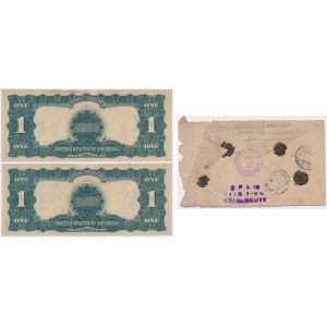 USA, Silver Certificate, 1 Dollar 1899 - Speelman & White (2 pcs.) + genuine envelope - consecutive numbers