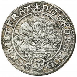 Silesia, Duchy of Liegnitz-Brieg-Wohlau, Georg III, Ludwig IV and Christian, 3 Kreuzer Brieg 1658 EW - VERY RARE