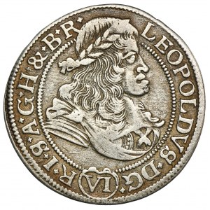 Śląsk, Panowanie habsburskie, Leopold I, 6 Krajcarów Wrocław 1678 SHS