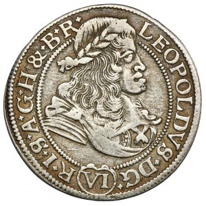 Schlesien, Habsburger Herrschaft, Leopold I., 6 Krajcars Wrocław 1678 SHS