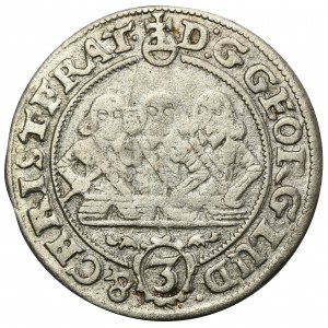 Śląsk, Księstwo Legnicko-Brzesko-Wołowskie, Jerzy III Brzeski, Ludwik IV Legnicki i Krystian Wołowsko-Oławski, 3 Krajcary Brzeg 1657 EW