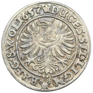 Silesia, Duchy of Liegnitz-Brieg-Wohlau, Georg III, Ludwig IV and Christian, 3 Kreuzer Brieg 1657 EW