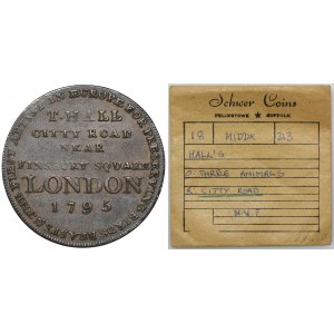 England, Middlesex, Thomas Hall's London, 1/2 Penny Token 1795