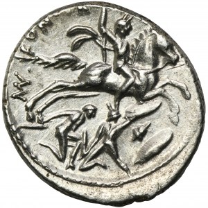 Römische Republik, P. Fonteius P. f. Capito, Denarius - RARE