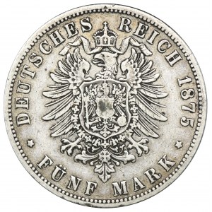 Germany, Kingdom of Prussia, Wilhelm I, 5 Mark Hanover 1875 B