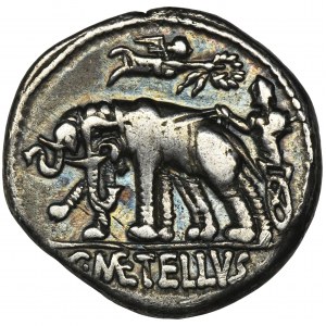 Römische Republik, C. Caecilius Metellus Caprarius, Denarius - RARE