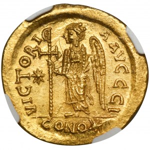 Byzantine Empire, Anastasius I, Solidus - NGC Ch MS