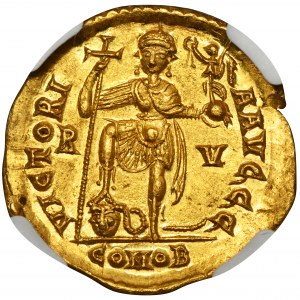 Cesarstwo Rzymskie, Walentynian III, Solidus - NGC MS