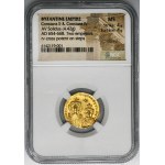 Cesarstwo Bizantyjskie, Konstans II z Konstantynem IV, Solidus - NGC MS