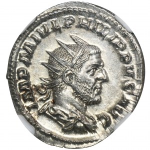 Cesarstwo Rzymskie, Filip I Arab, Antoninian - NGC MS - PIĘKNY