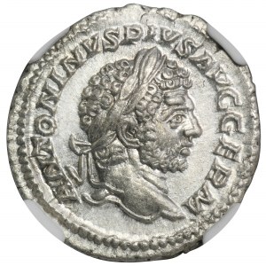 Roman Imperial, Caracalla, Denarius - NGC Ch AU