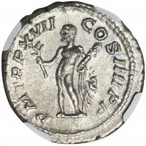 Roman Imperial, Caracalla, Denarius - NGC Ch AU