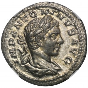 Römisches Reich, Heliogabal, Denarius - NGC Ch AU