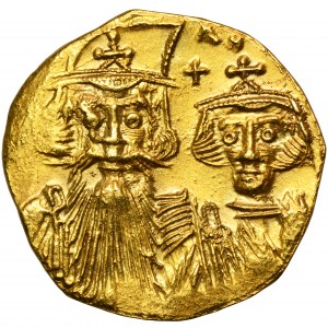 Byzantine Empire, Constans II, with Constantine IV, Heraclius and Tiberius, Solidus