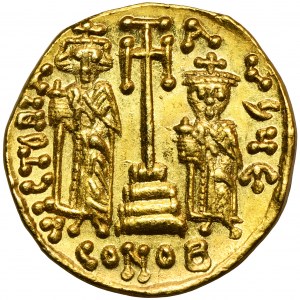 Byzantine Empire, Constans II, with Constantine IV, Heraclius and Tiberius, Solidus